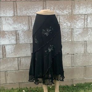 COPY - Dori USA Chiffon Black Skirt Embroidered Size XL